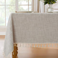 JIALE Textured Tablecloth, Heavy Duty Linen Style Farmhouse Table Cloth Rectangle Table, Wrinkle-Free Washable Waterproof Table Cover for Kitchen, Dining, Parties, 55"x120", Light Brown