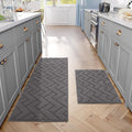 hicorfe Kitchen Rugs and Mats Sets,2 Pieces Super Absorbent Polypropylene Non-Slip Rug,Soft Comfort Floor Mat,Machine Washable for Kitchen,Hallway,Office,Sink,Laundry(20" x 32"+20" x 59",Grey)