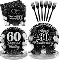 Greencian 96Pcs 60th Wedding Anniversary Decorations, Serves 24 | Anniversary by Grencian