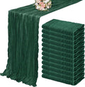YMHPRIDE 12 Pack Cheesecloth Table Runner 35x120in Dark Green Table Runner | by YMHPRIDE