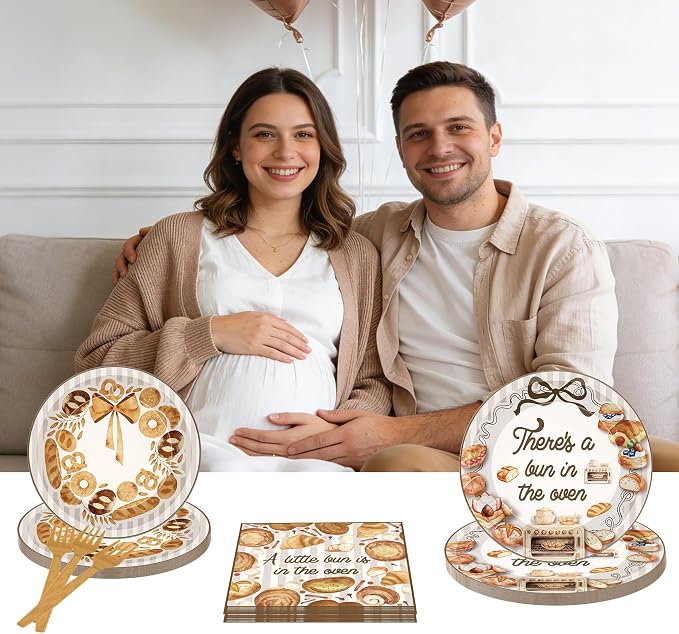 96 Pcs Bun in the Oven Baby Shower Decorations, Bakery Theme Plates Napkins - Image 6