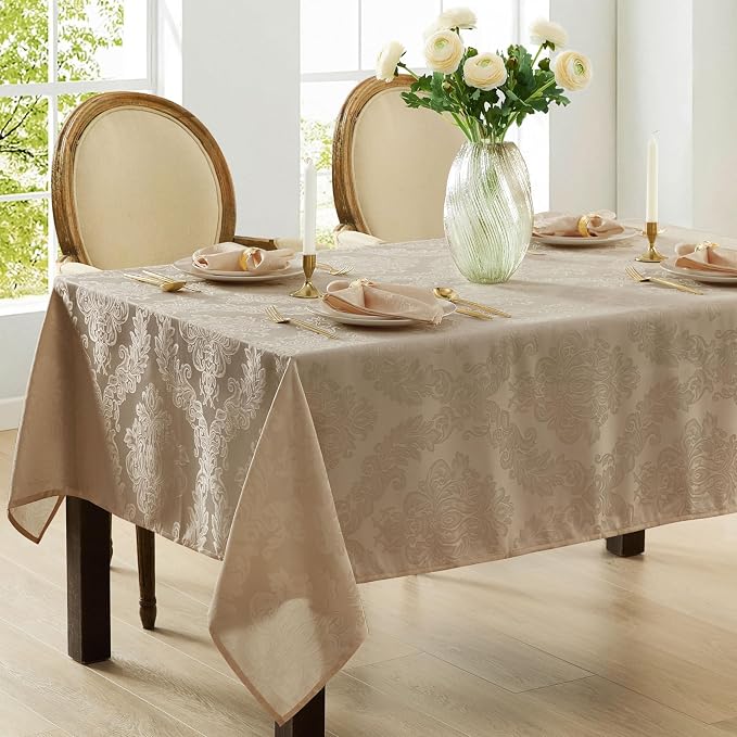 Newbridge Barcelona Luxury Damask Fabric Tablecloth, 52” Wide x 70” Rectangle - Image 5