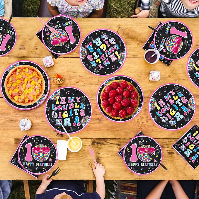 96 Pcs Pink and Black 10th Birthday Party Decoration Serves 24 | In My Double - Image 7