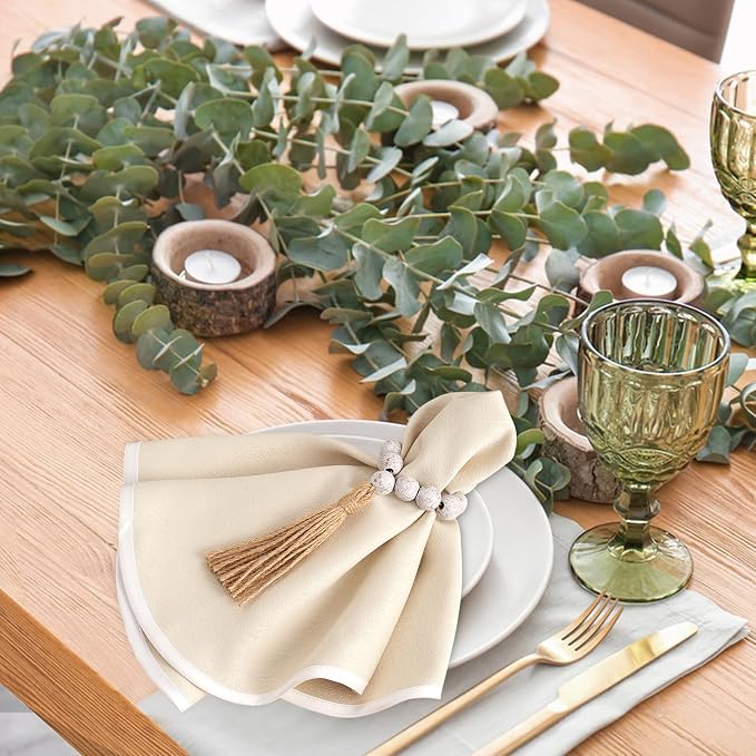 APTWOW Napkin Rings Set of 6, Wooden Napkins Rings - Image 4