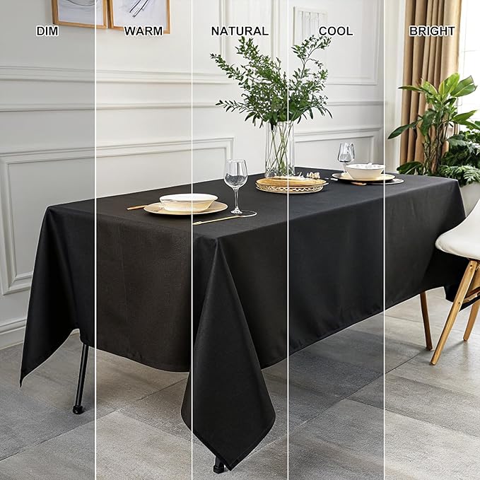 Smiry Rectangle Table Cloth, Waterproof Anti-Scratch Polyester Tablecloth, Decorative Washable Fabric Table Cover for Dining, Buffet, Parties and Outdoor, 54x78, Black