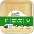 Compostable Palm Leaf Plates 8" Square (100 Pack) | Disposable Biodegradable Plates Like Bamboo & Wooden | Microwave & Oven Safe | Eco-Friendly