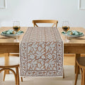 Oak Brown Hand Block Print 100% Cotton Reusable Table Runner 16" X 70" Inches by Ridhi