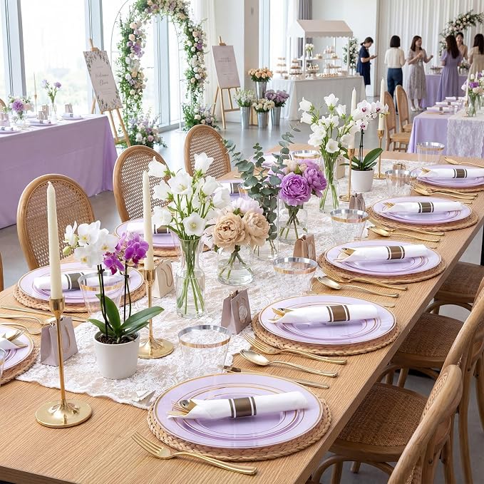 350PCS Purple Plates Disposable - Image 3