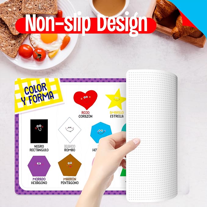6 Pack Placemats for Kids, Non-Slip Washable Table Mats, Reusable Spanish - Image 5