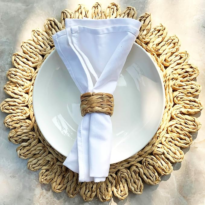 Set 12 Water Hyacinth Napkin Rings, Handwoven by Laquedecraft | Handwoven 100% - Image 2