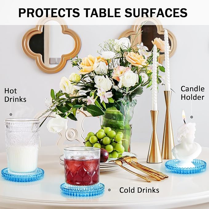 Modern Clear Glass Coasters Set of 6, Cute Coasters Table Mats - Image 6