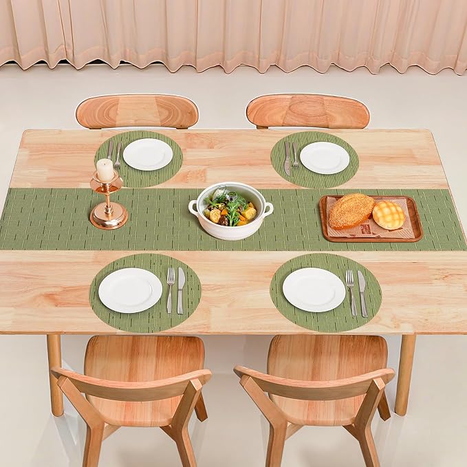 Table Runner 55 Inches Long, Vinyl Woven Heatproof Table Runners | Washable - Image 8