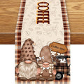 Coffee Theme Table Runner, Rustic Brown Buffalo Gnomes Cafe Cup Car Biscuit by Unknown