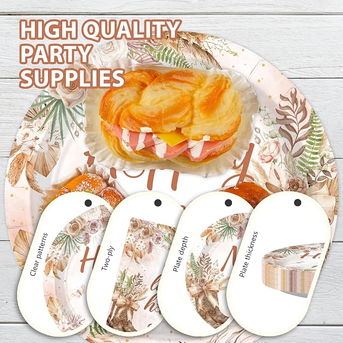250Pcs Boho Cowgirl Bridal Shower Party Supplies - Image 4
