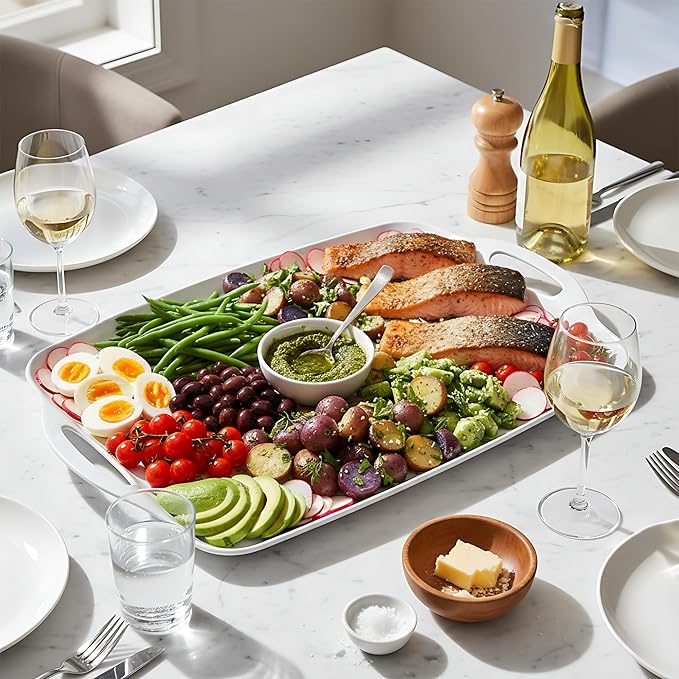 TP Large Serving Trays with Handles, Pure White | Rectangular Trays, Serving - Image 6