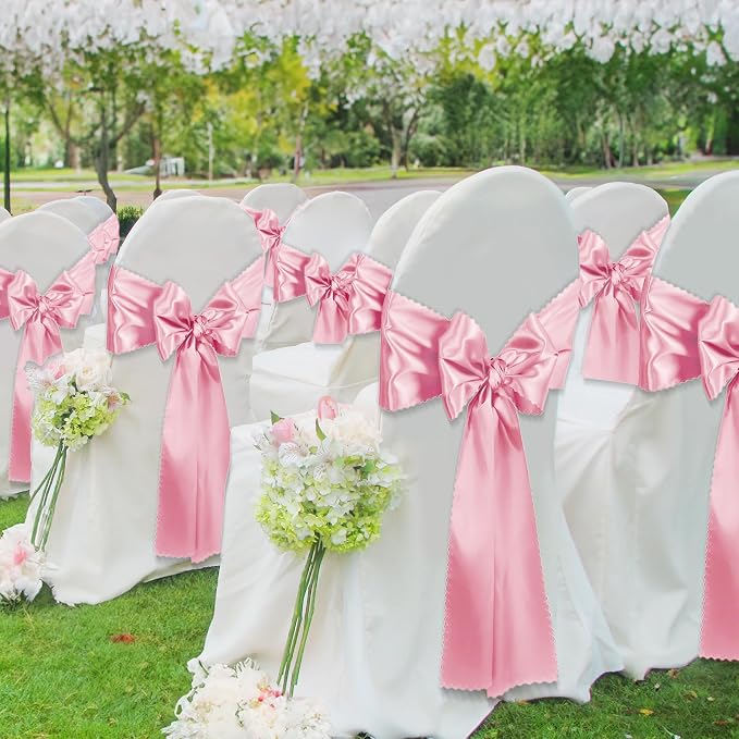 VACVELT Blush Pink Satin Table Runners, 12x72 Inch, 2 Pack, Scalloped Edge | - Image 4