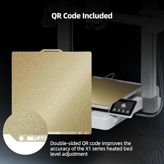 PEI Sheet with QR Code for Bambu Lab P2S P1P P1S A1 X1 X1C X1E,258x258mm,Dual-Sided PEI Build Plate PLA PETG ABS Spring Steel Plate for Bambu Lab 3D Printer