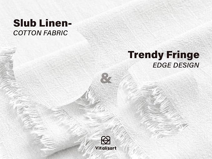 Vitalizart White Table Runner 14" x 120" Long Slub Texture Cotton Linen | Soft - Image 4