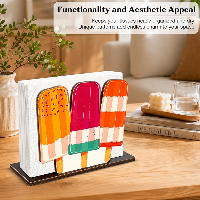 Ice Cream Decor Wood Napkin Holder - Image 5