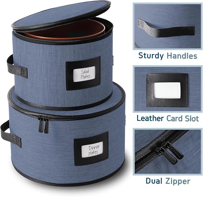 Fine China Storage Containers, 5 Piece Quilted Dish Storage Containers - Image 3
