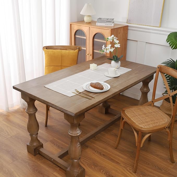 Gernaice 2PCS Boho Table Runner, Modern Plaid Cotton Linen Farmhouse Table - Image 2