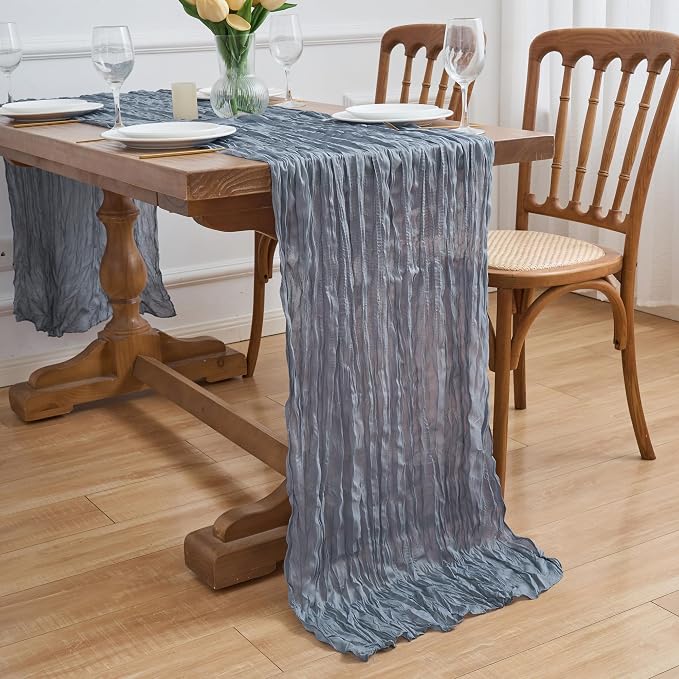 Asee'm 4pcs Dusty Blue Cheesecloth Table Runner Summer 10FT Gauze Rustic | Boho - Image 7