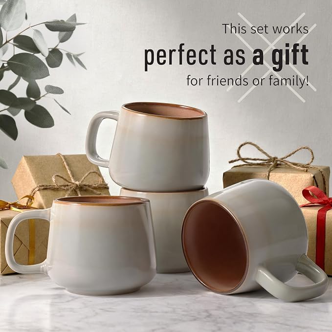 Ava Nord Stoneware Ceramic Coffee Mugs Set of 4 | 12 oz | Sage Ash | Lead-Free - Image 6