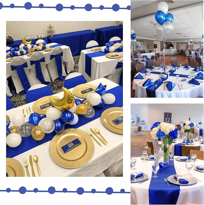 10-Pack Royal Blue 12 x 108 inches Long Premium Satin Table Runner | Wedding - Image 7