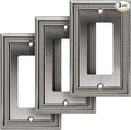 Henne Bery Sunken Pearls Heavy Duty Decorative Wall Plate Switch Plate Outlet Cover (Single Decorator, 3 Pack, Heirloom Silver)