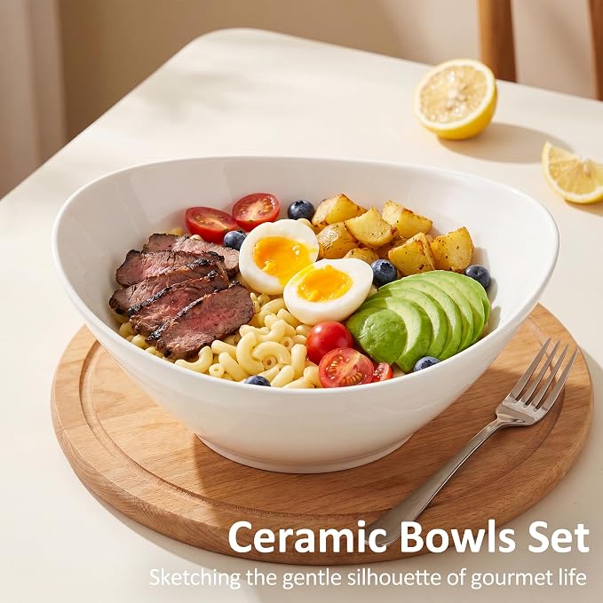 Teocera 7 Inch Salad Bowls Set of 4, 28 oz Large Bowls– Microwave & Dishwasher - Image 2