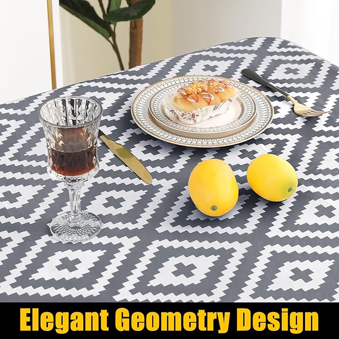 Smiry Rectangle Table Cloth Cover, Waterproof Elastic Fitted Picnic Tablecloth for 5 Foot Tables, Wipeable Flannel Backed Vinyl Tablecloths for Camping, Dining, Outdoor (Grey, 30" x 60")