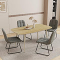55.1'' Dining Table Set for 4,Modern Wood Dining Table,Leather Dining Chairs 4,Table and Chairs Set of 4,Ideal for Kitchen Dining Room (Cat Scratch Table + 4 U-Shaped Gray Chairs, 55.1")