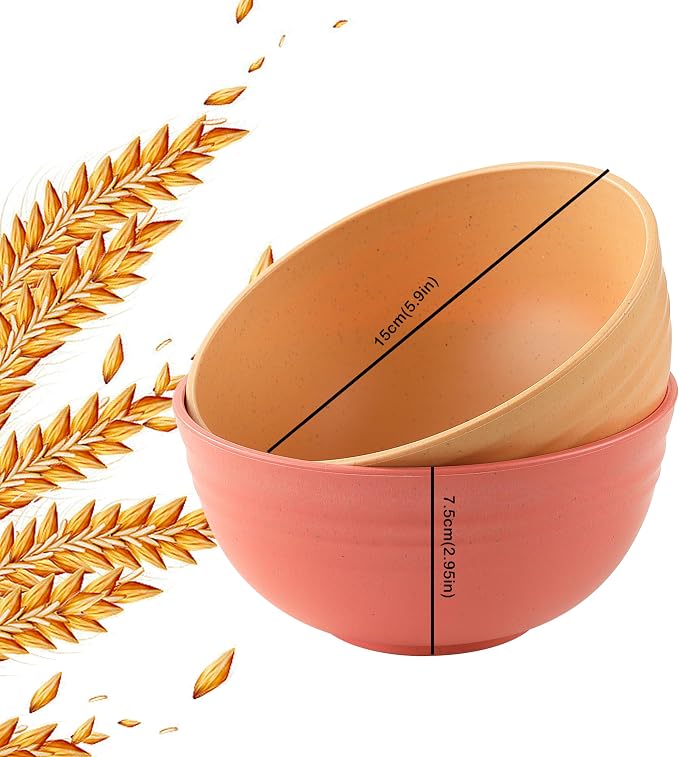 MONGSEW Unbreakable Wheat Straw Cereal Bowls, Microwave & Dishwasher Safe - Image 2