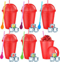 6 Set Slushie Cups with Dome Lids and Straws Detachable Spoon Straws Reusable by Unknown