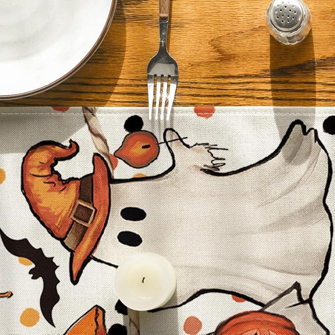 Artoid Mode 210 GSM Halloween Table Runner 13x60 Inch Home Party Decor | Beige - Image 7