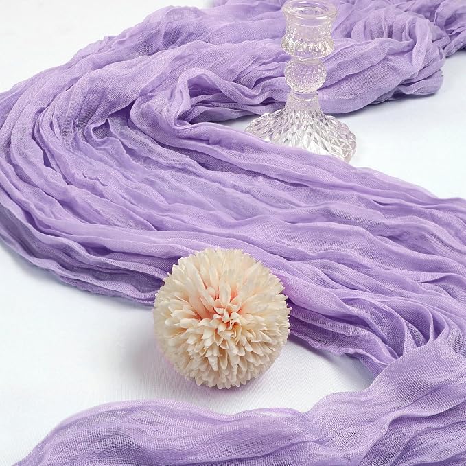 6 Pack 10Ft Lavender Purple Cheesecloth Table Runner 23 x 120 Inch | Gauze - Image 3