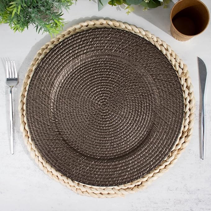 Efavormart 12-Pack Acrylic Charger Plates 13" Round Natural Brown - Image 8