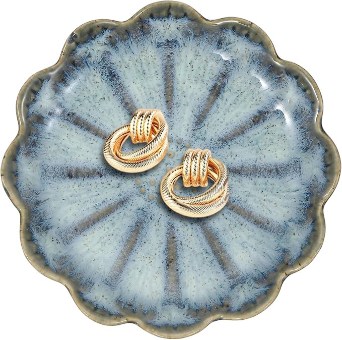 uxcell 1Pcs Ceramics Jewelry Plate, Sunflower Shape Key Holder Bowl for Entryway Table Decor Small Ring Tray Dish Gift for Women Girlfriend, Cold Ash