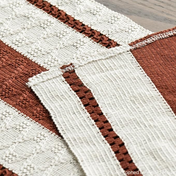 Artoid Mode Caramel Rustic Woven Table Runner 12x72 Inch | Holiday Farmhouse - Image 5