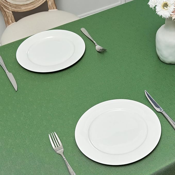 Rectangle Tablecloth Waterproof 60x120 inch Linen Textured Table Cloth Stain and Wrinkle Resistant Washable, Decorative Fabric Table Cover for Dining, Party and Camping, Green