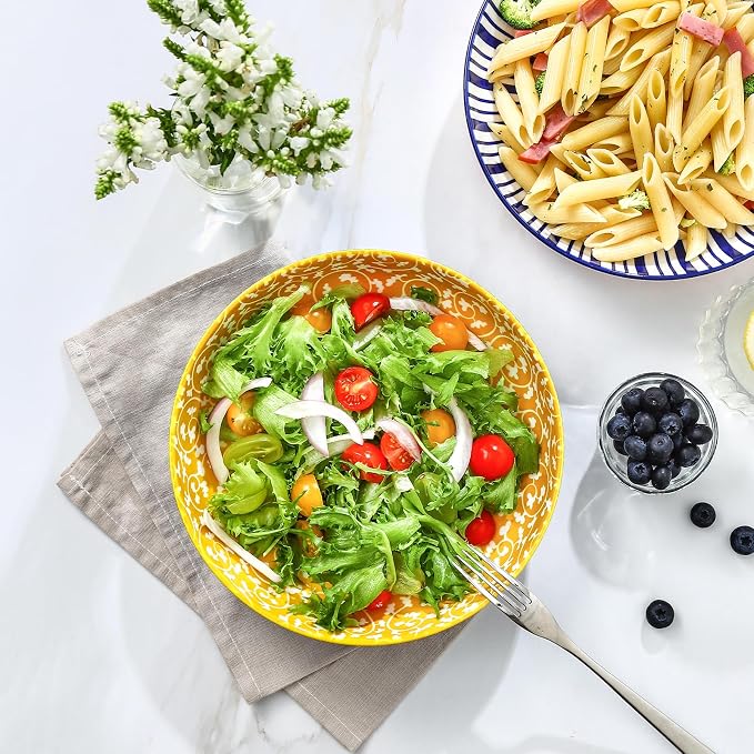 Selamica Ceramic Pasta Bowls Set of 4, 34 OZ Salad Bowls, 8.6 Inch Wide and - Image 5