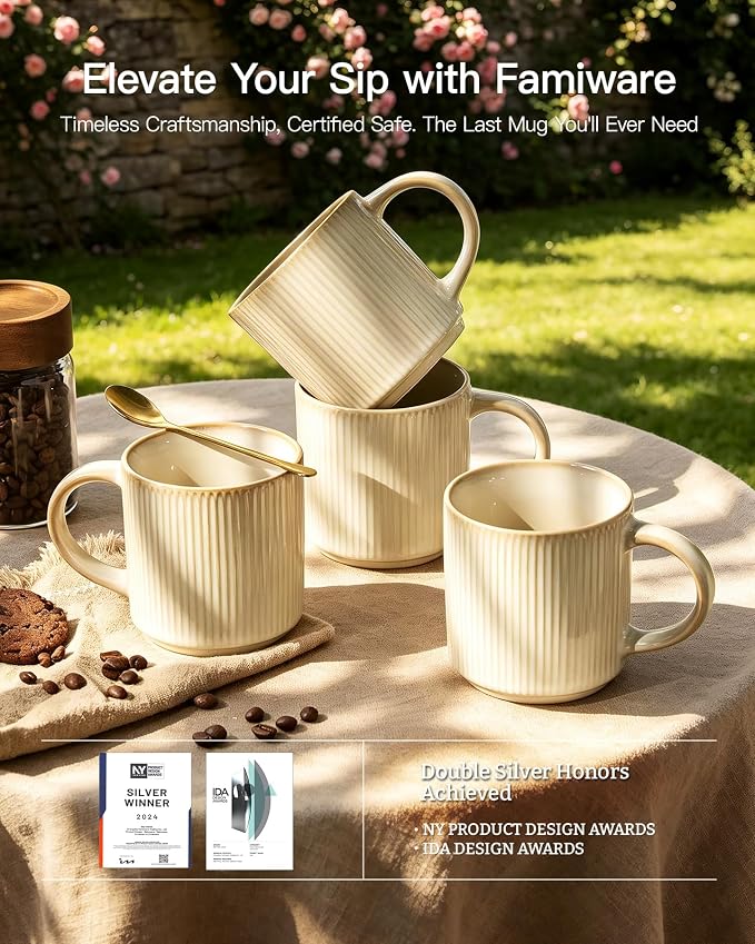 famiware Coffee Mug Set for 6, Star 12 oz Catering Mugs Cup Set - Image 7