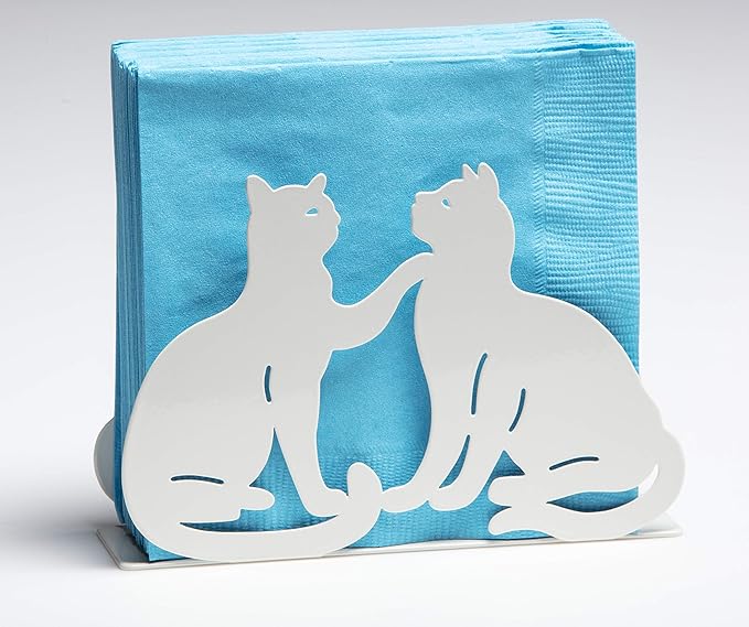 Mango Steam Tabletop Napkin/Tissue & Letter Holder For Home, Kitchen, Restaurants (Cat, White)