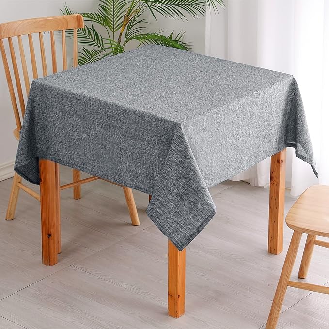 Hiasan Faux Linen Rectangle Tablecloth - Wrinkle and Stain Resistant Washable Table Cloth for Kitchen Dining Room Holiday Table Cover for Dinner, Grey, 70 x 120 Inch