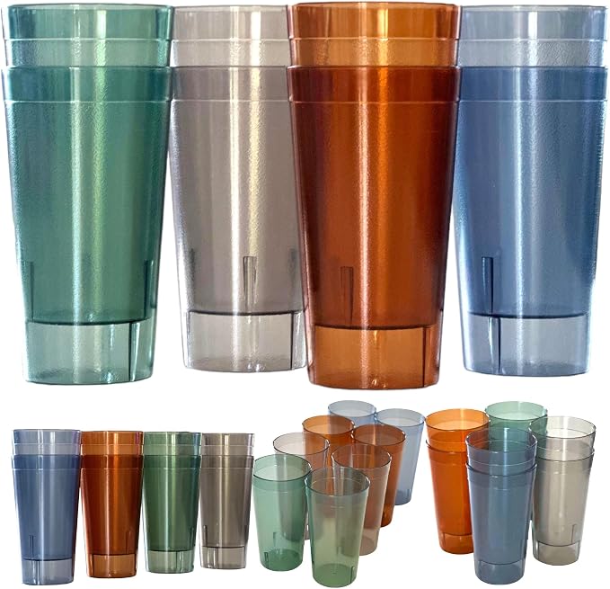 Oojami Set of 24 Plastic Tumblers, 20-Ounce Reusable Cups, BPA-Free & by Oojami