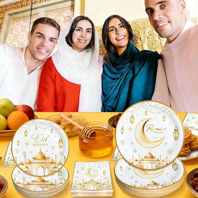180pcs Ramadan Eid Mubarak Party Supplies, Serves 60 | Disposable Tableware - Image 6