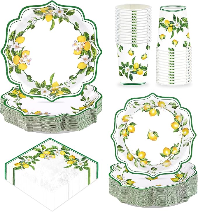 250Pcs Lemon Party Decorations for Summer Lemons Theme Serves 50 | Green Lines by Greencian