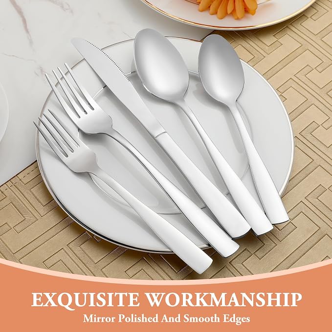 40 Pcs Silverware Set, Stainless Steel Flatware Set - Image 4