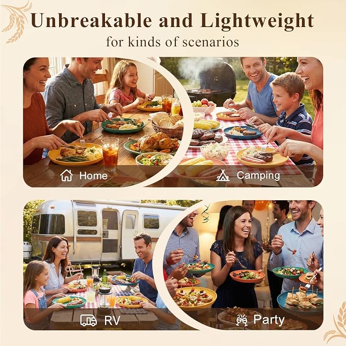 Large Wheat Straw Plates 11 Inch, Unbreakable Dinner Plate Set - Image 7