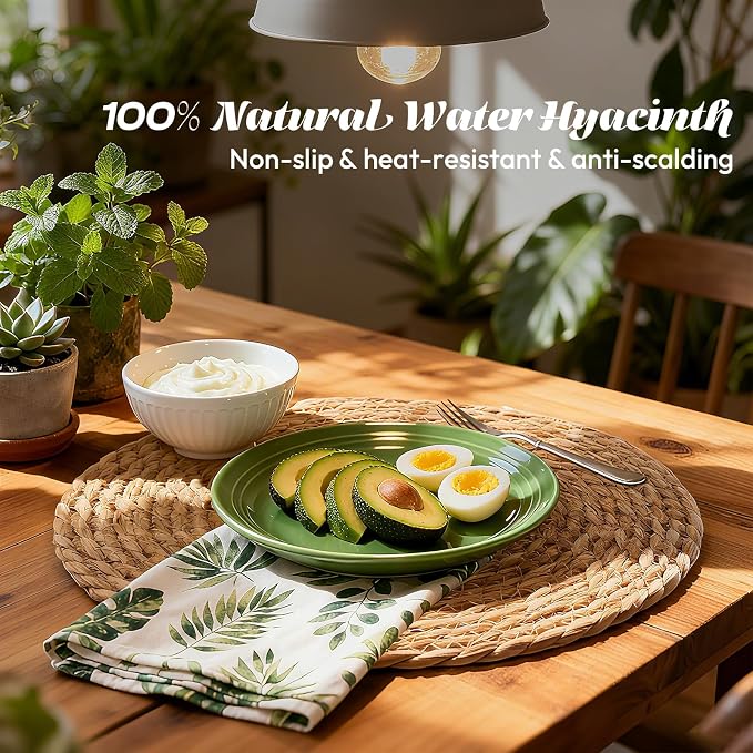 13 in Round Woven Placemats Plate Chargers Set of 12, Boho Farmhouse Rustic - Image 5